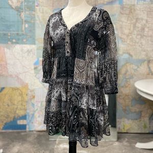 NWT Zara Black, Gray, Blue, Silver: Empire Waist, Date night dress.  Size Small